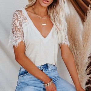 NEW Vici Sweet Side Lace Top - L
